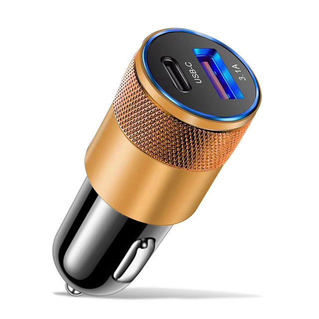 3.1A USB+PD Metal Car Charger Aluminum Alloy Steel Cannon Car Charger Mobile Phone Car Charger Cross-border Wholesale