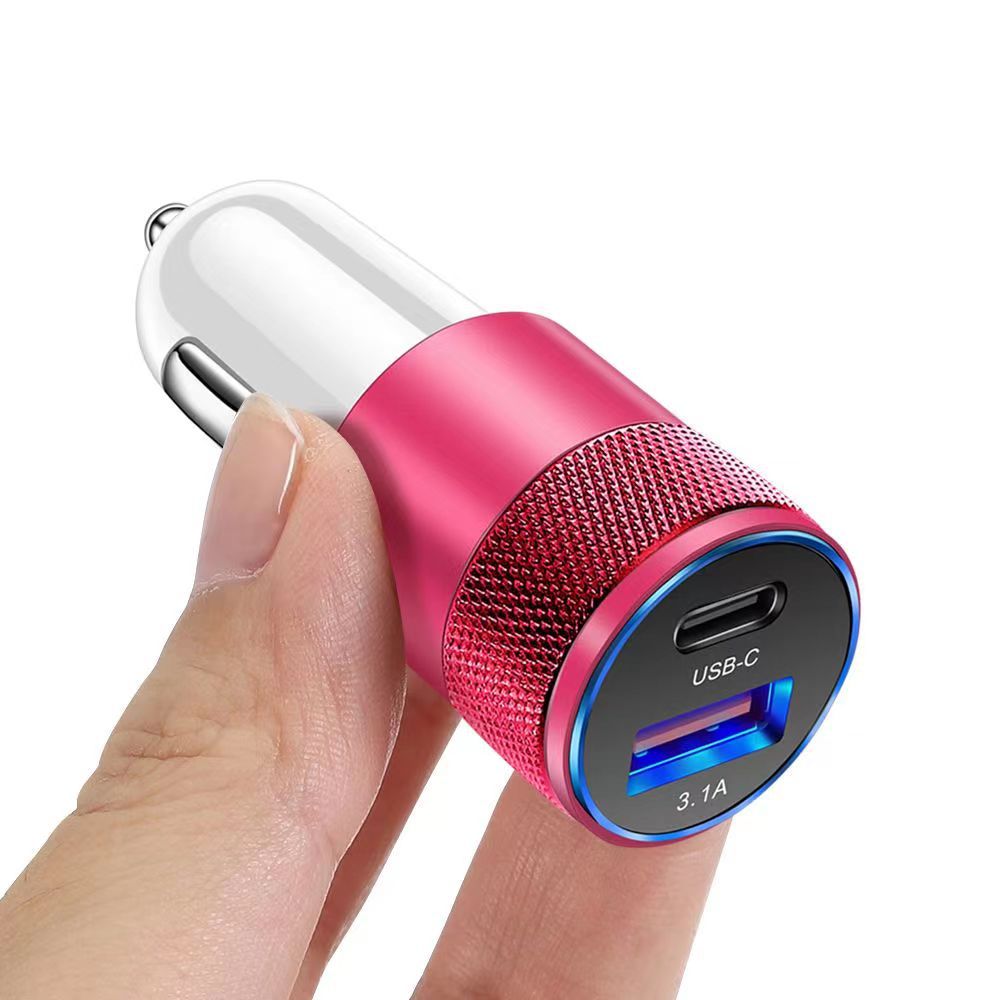 3.1A USB+PD Metal Car Charger Aluminum Alloy Steel Cannon Car Charger Mobile Phone Car Charger Cross-border Wholesale